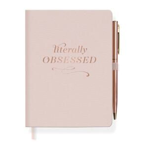 Fringe Studio Faux Luxury Leather Pink Notebook Journal Diary with Pen 192 pages